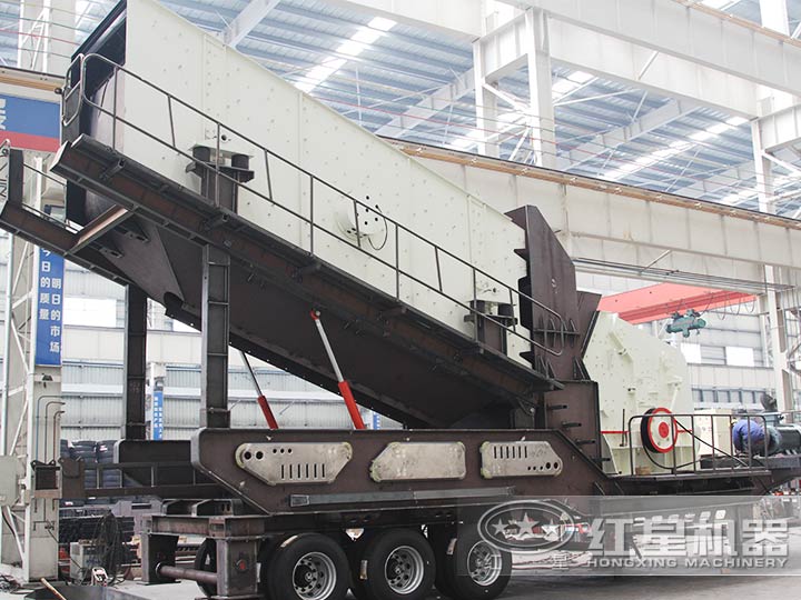 移動反擊破，花崗巖中細碎處理：配反擊破+圓振動篩