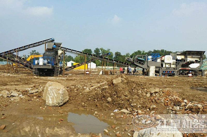 車載移動破石機，配顎破機+反擊破